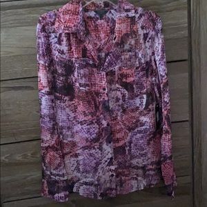 Sheer long sleeve button down shirt